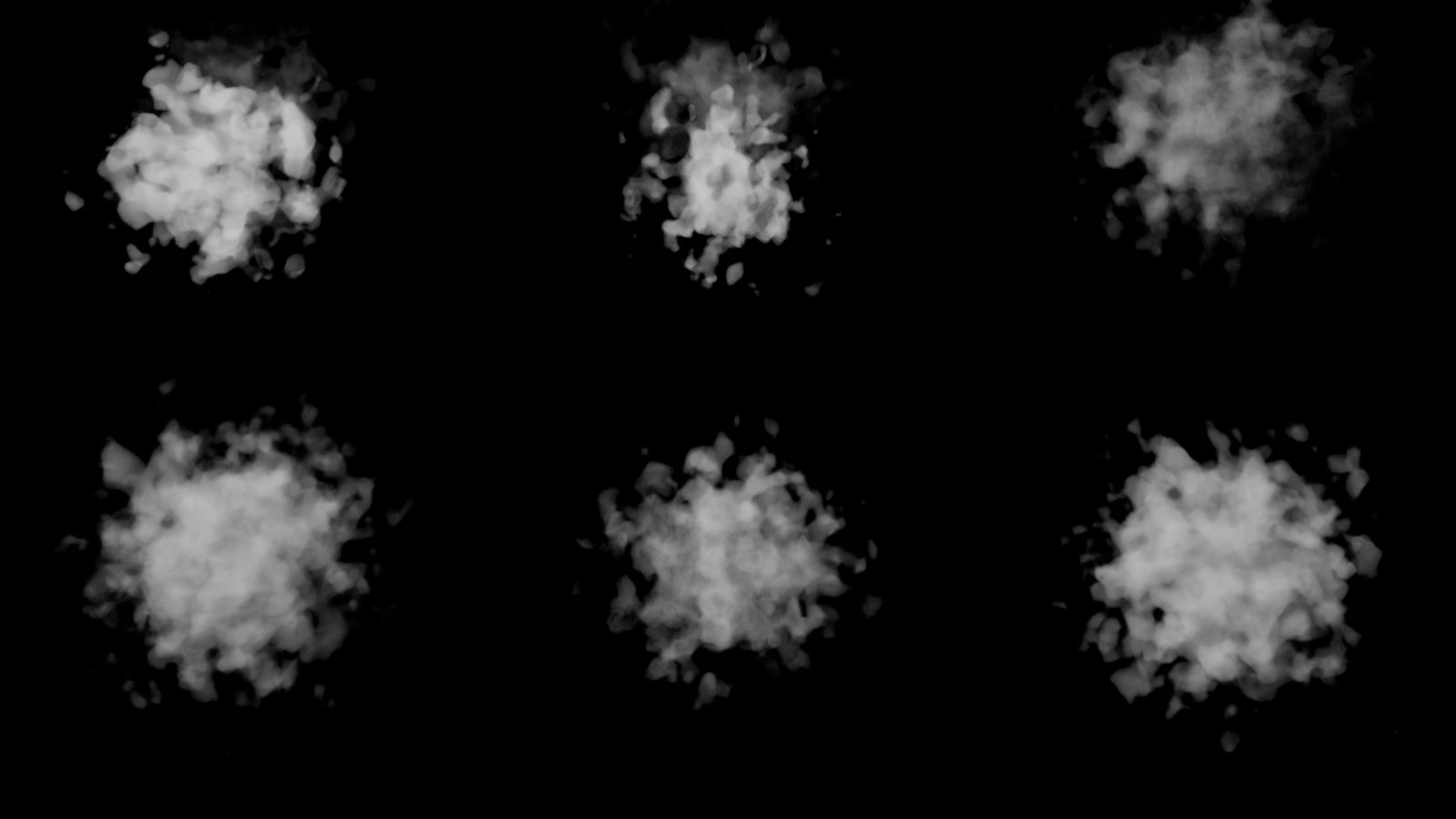 Several round balls of smoke on black