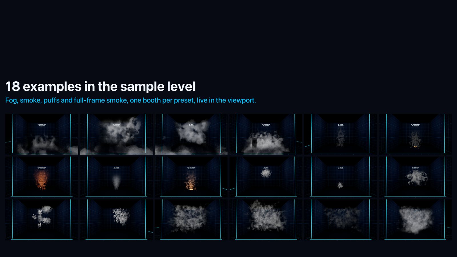 Contact sheet of the 18 sample booths