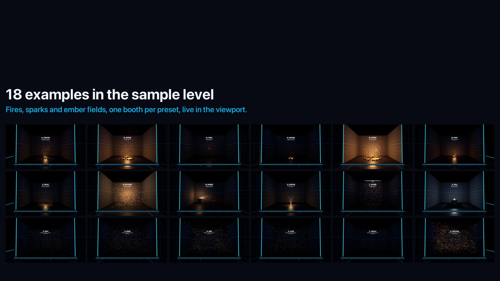 Contact sheet of the 18 sample booths