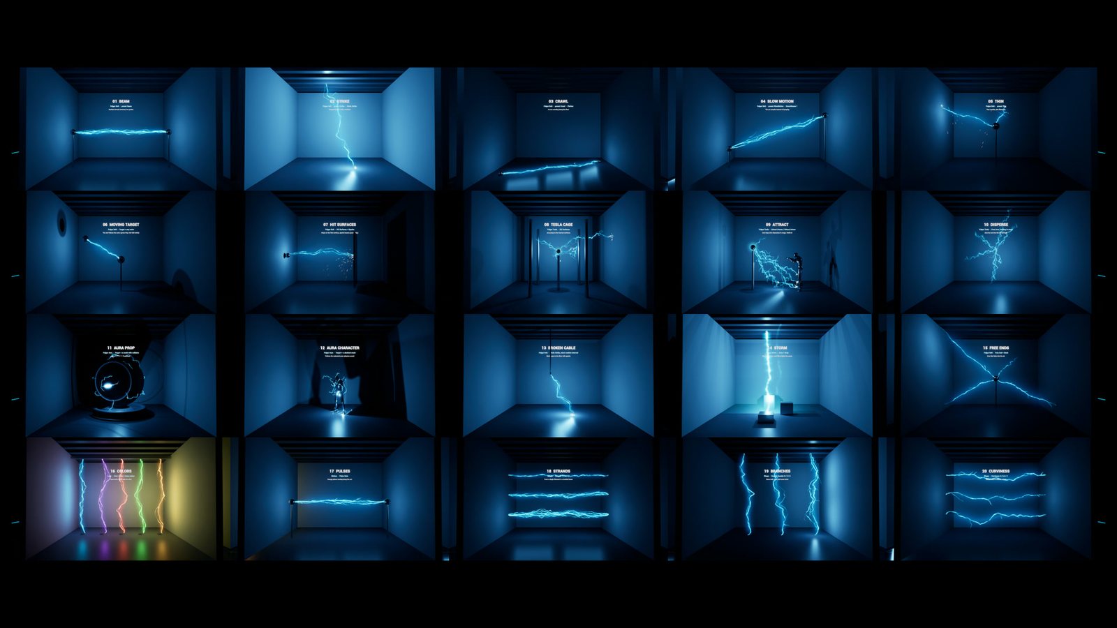 Contact sheet of the 20 sample booths